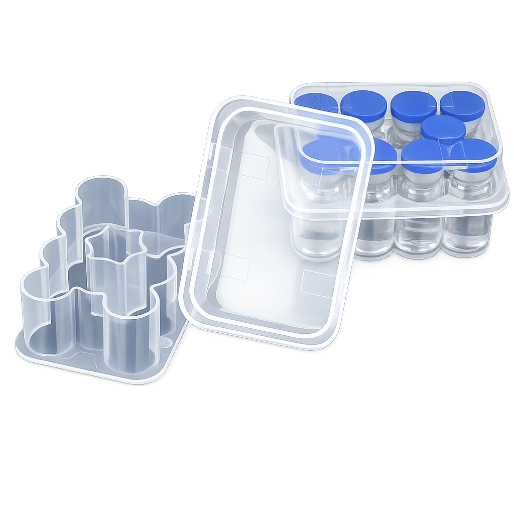 Clear peptide case vial
